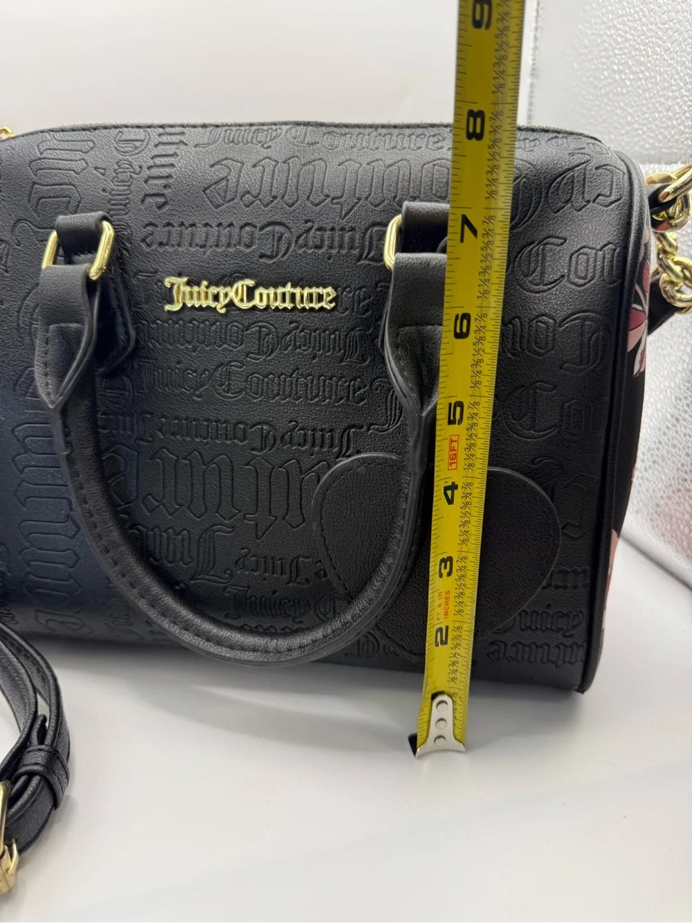 Juicy Couture Black Embossed Satchel with Gold Logo